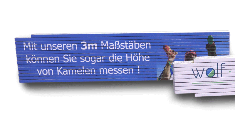 Werbedruck auf Meterstäbe